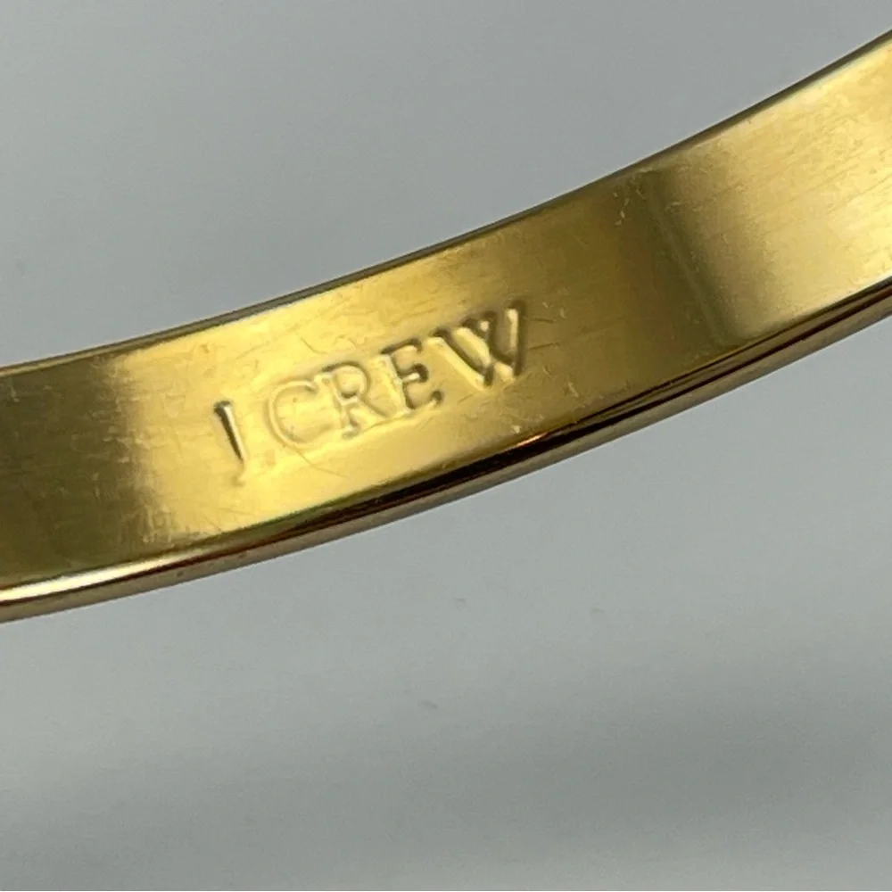 J. Crew Yellow Enamel Bangle Bracelet Lucky Elephant Gold Tone Boho Classic
